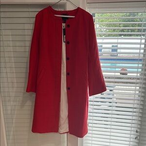 Banana Republic Red Trench Coat with Textured Fabric